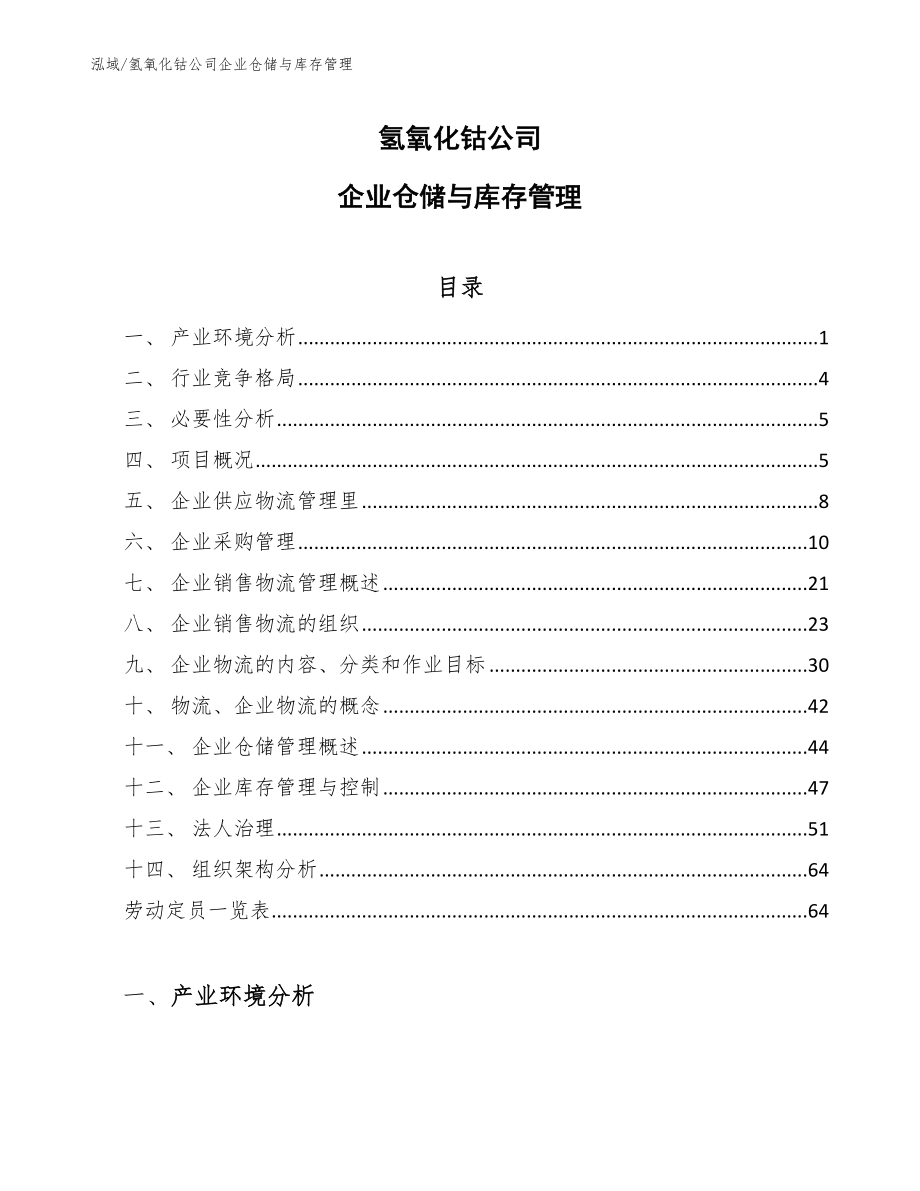 氢氧化钴公司企业仓储与库存管理_范文_第1页