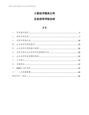 小麦技术服务公司企业信用评级总结【范文】