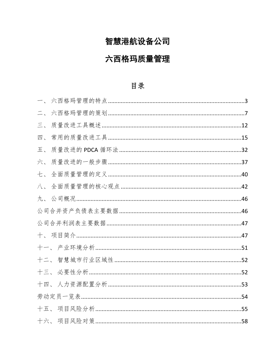 智慧港航设备公司六西格玛质量管理_范文_第1页