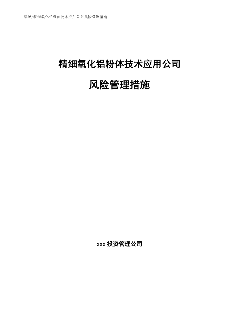 精细氧化铝粉体技术应用公司风险管理措施【范文】_第1页