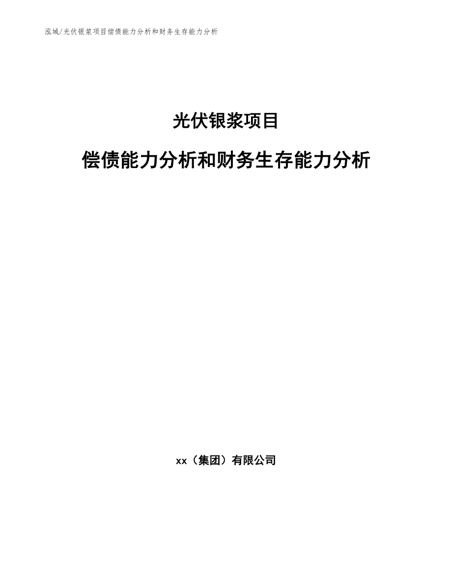 光伏银浆项目偿债能力分析和财务生存能力分析【范文】_第1页