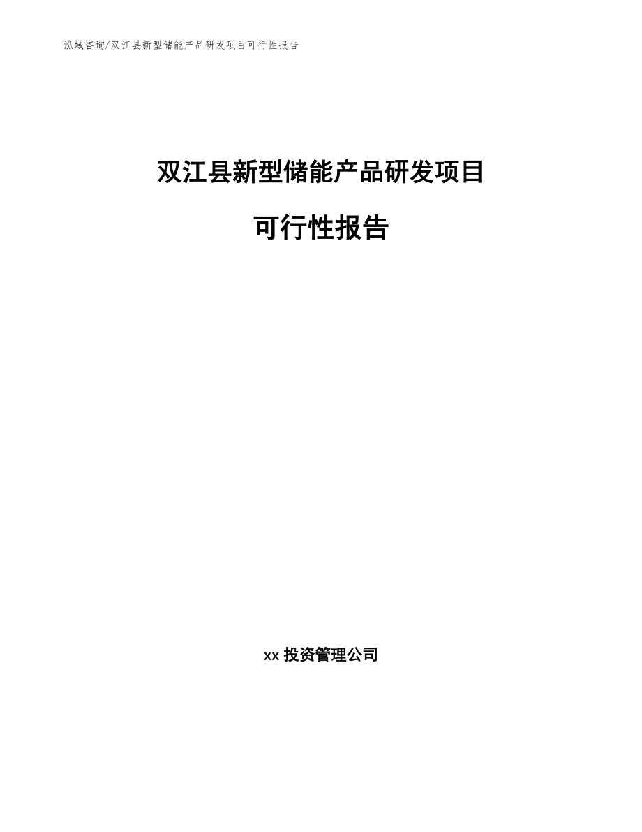 双江县新型储能产品研发项目可行性报告（模板）_第1页