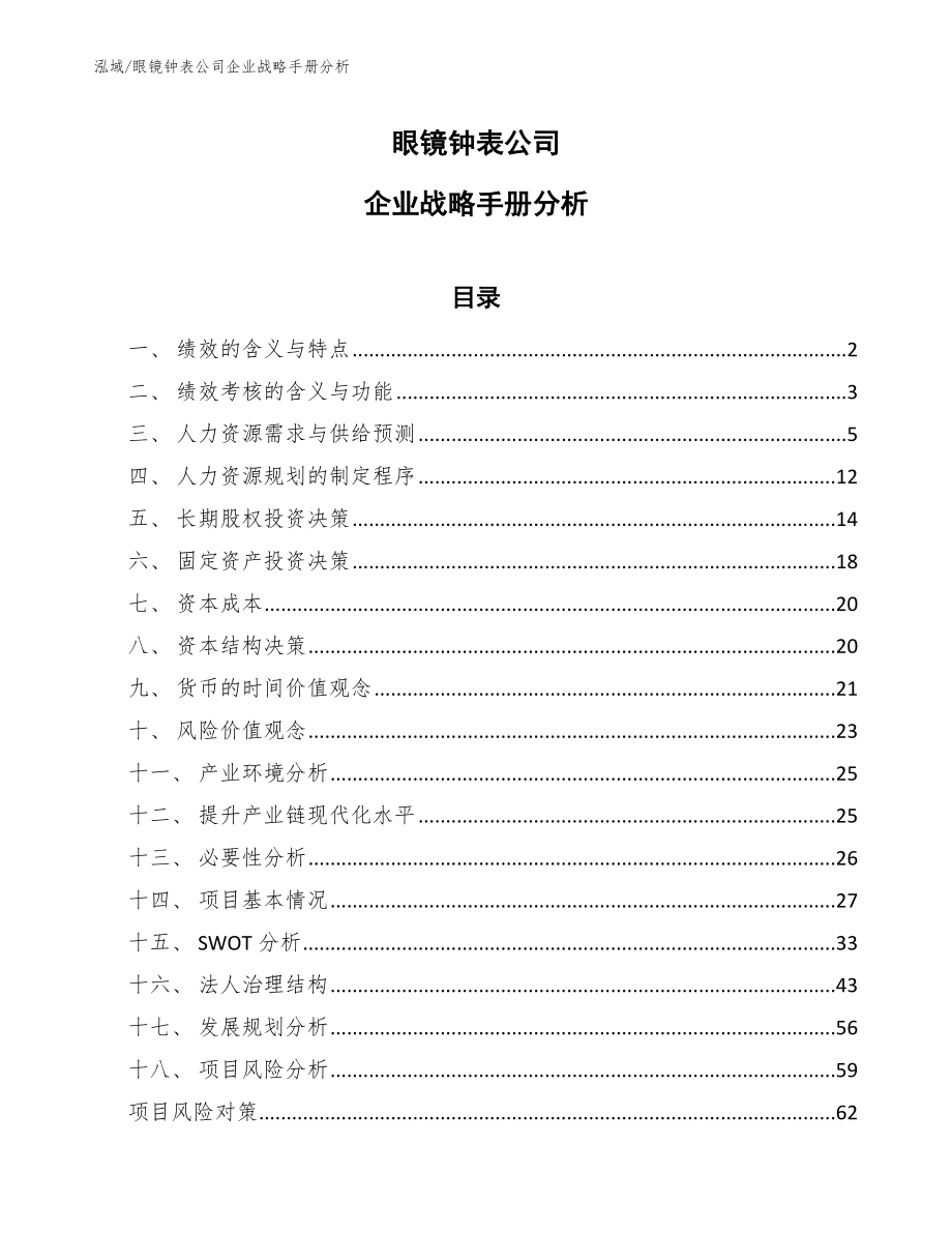 眼镜钟表公司企业战略手册分析_参考_第1页