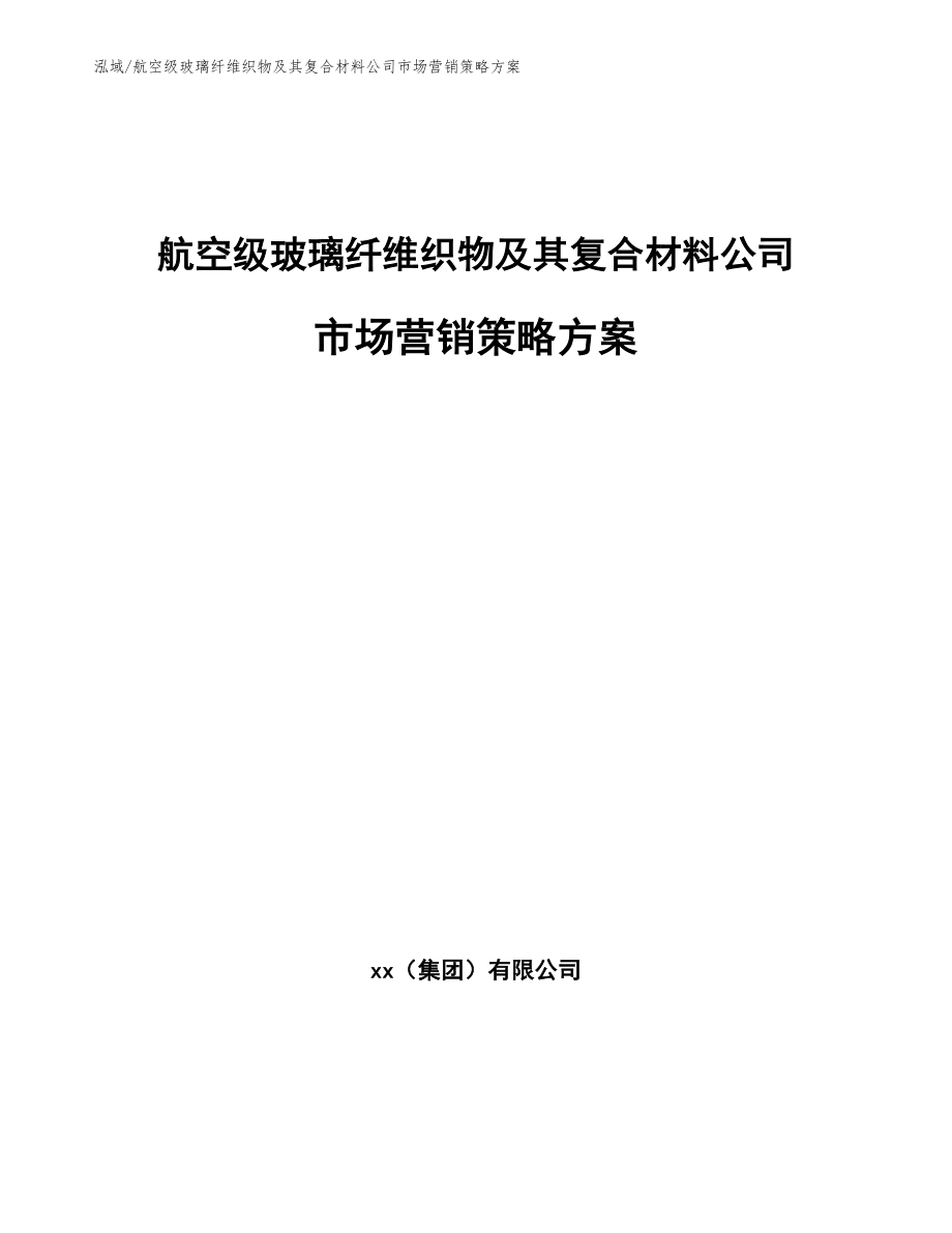 航空级玻璃纤维织物及其复合材料公司市场营销策略方案（参考）_第1页