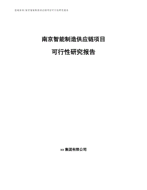 南京智能制造供应链项目可行性研究报告
