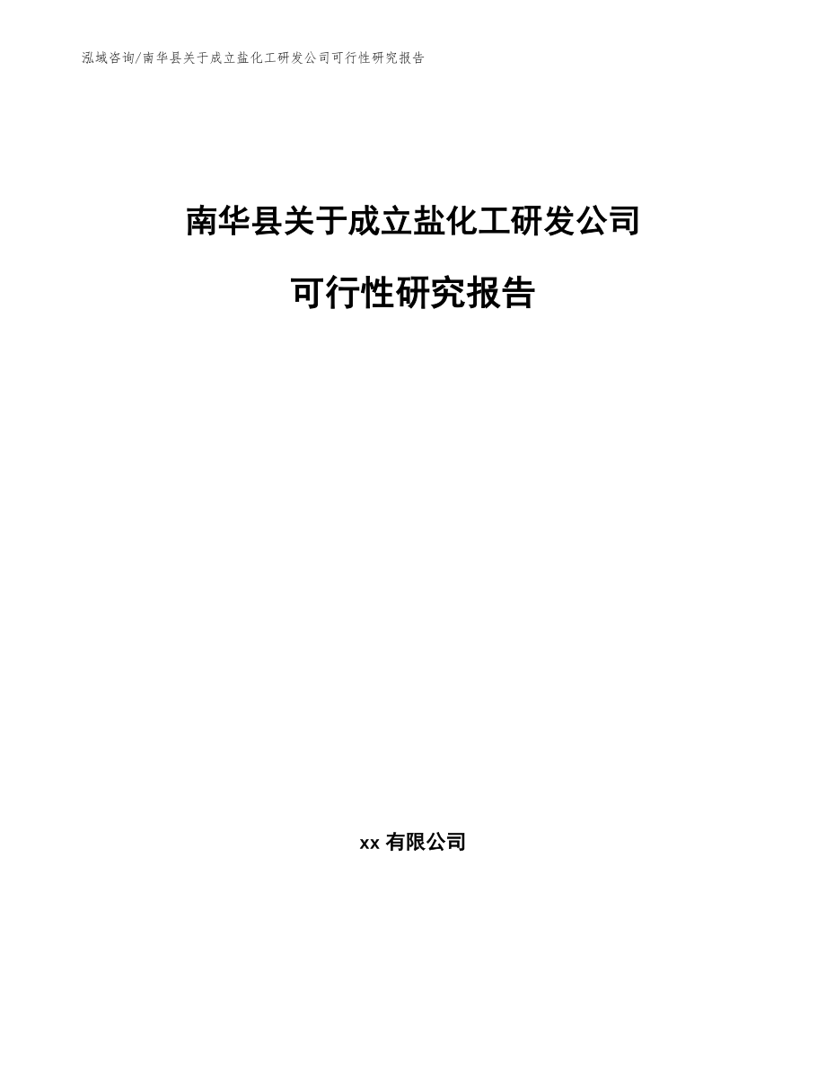 南华县关于成立盐化工研发公司可行性研究报告（模板参考）_第1页