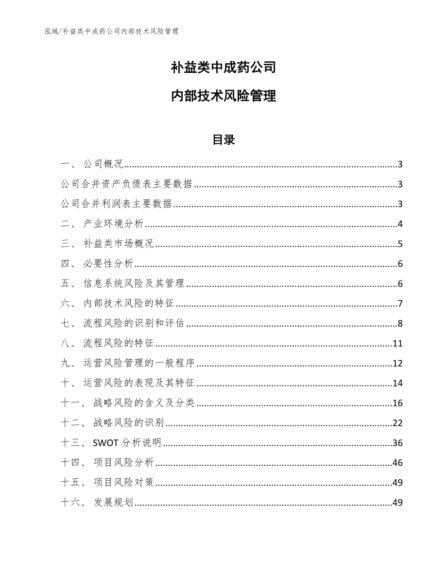 补益类中成药公司内部技术风险管理（范文）_第1页