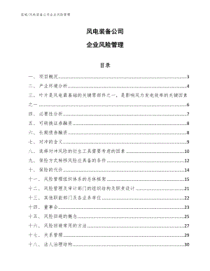 风电装备公司企业风险管理_范文