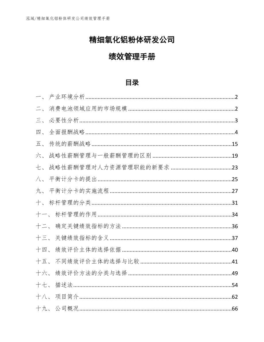 精细氧化铝粉体研发公司绩效管理手册【参考】_第1页