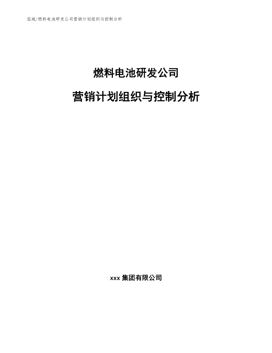 燃料电池研发公司营销计划组织与控制分析（参考）_第1页