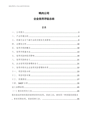 鸭肉公司企业信用评级总结（范文）