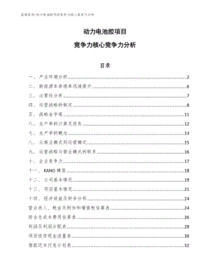 动力电池胶项目竞争力核心竞争力分析