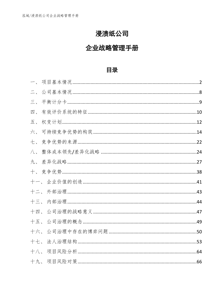 浸渍纸公司企业战略管理手册_第1页