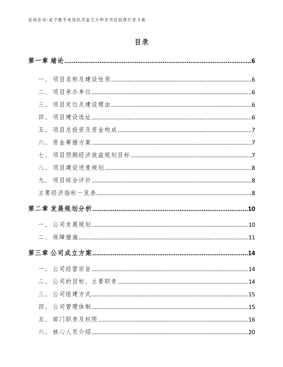 咸宁数字电视机顶盒芯片研发项目招商引资方案模板范本_第1页