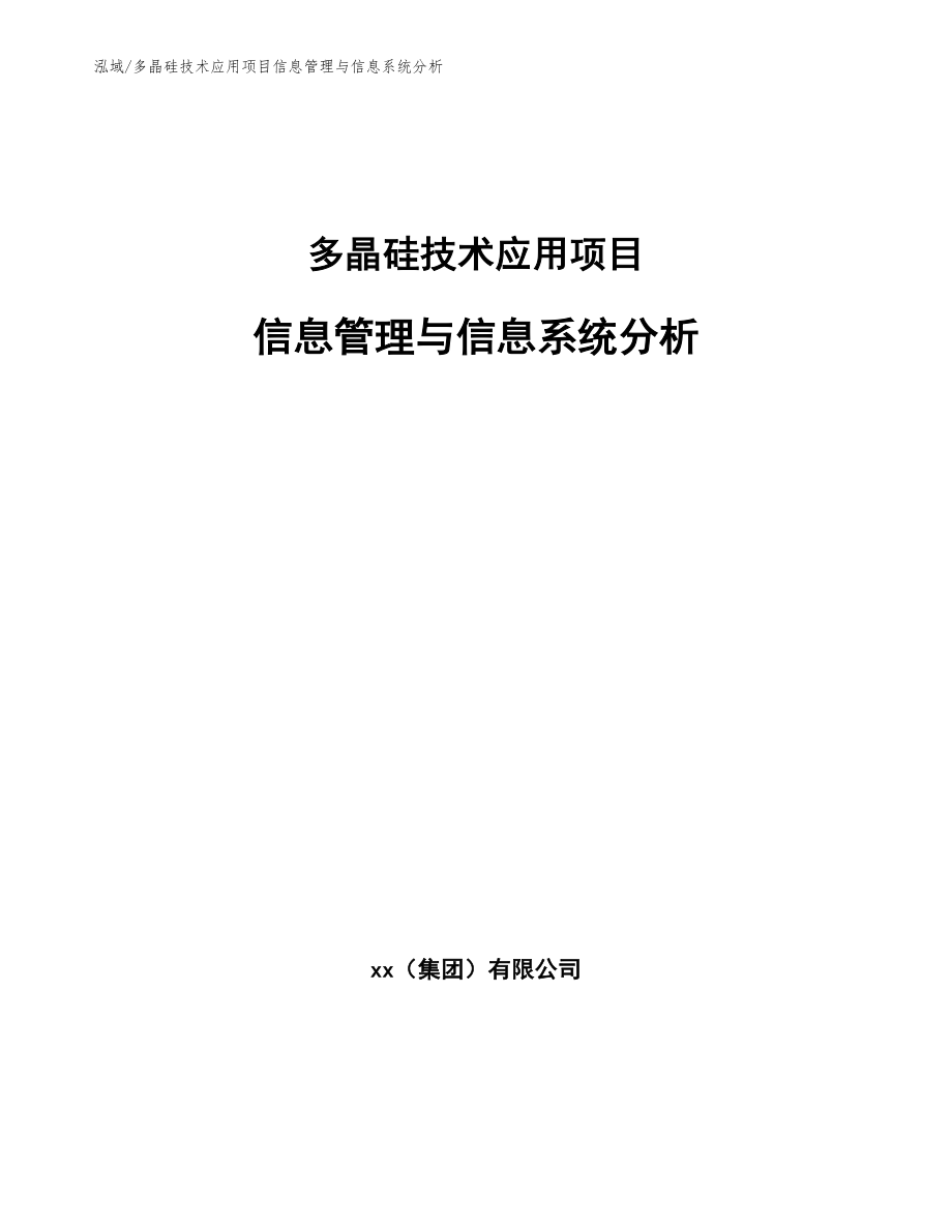 多晶硅技术应用项目信息管理与信息系统分析_第1页