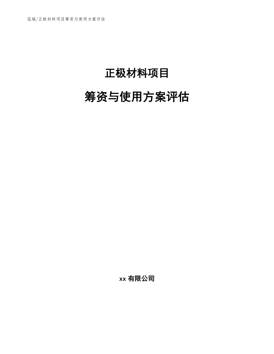 正极材料项目筹资与使用方案评估（范文）_第1页