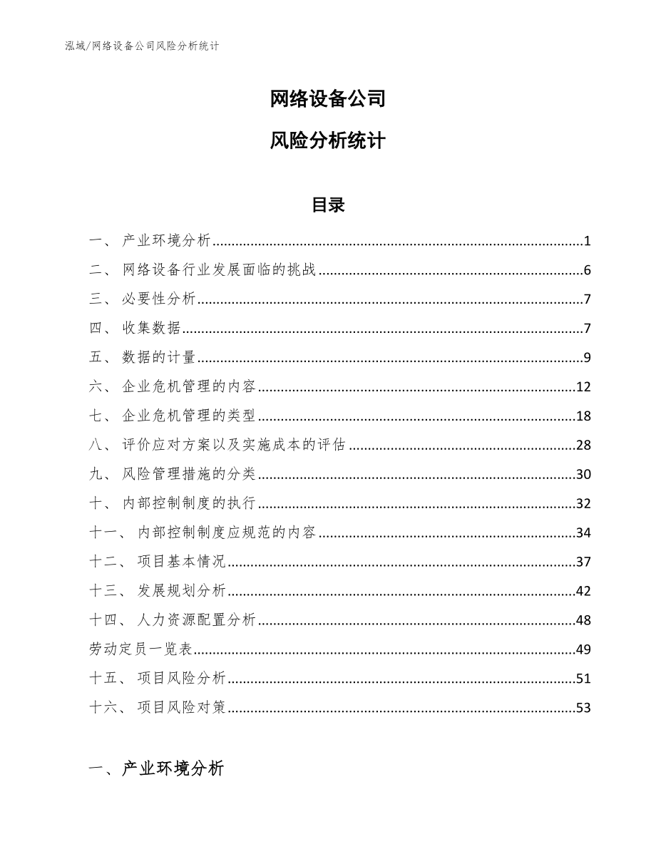 网络设备公司风险分析统计（参考）_第1页