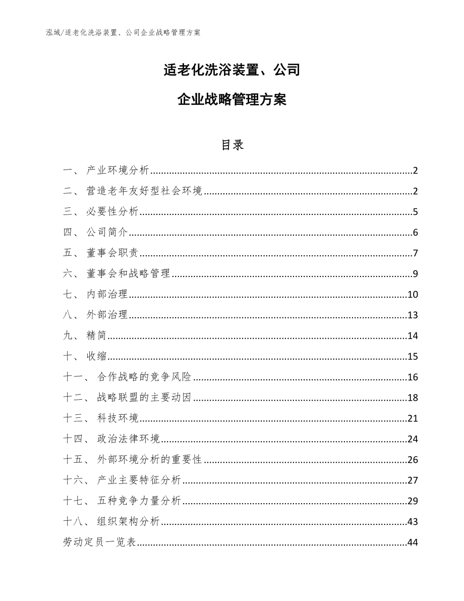 适老化洗浴装置、公司企业战略管理方案_范文_第1页