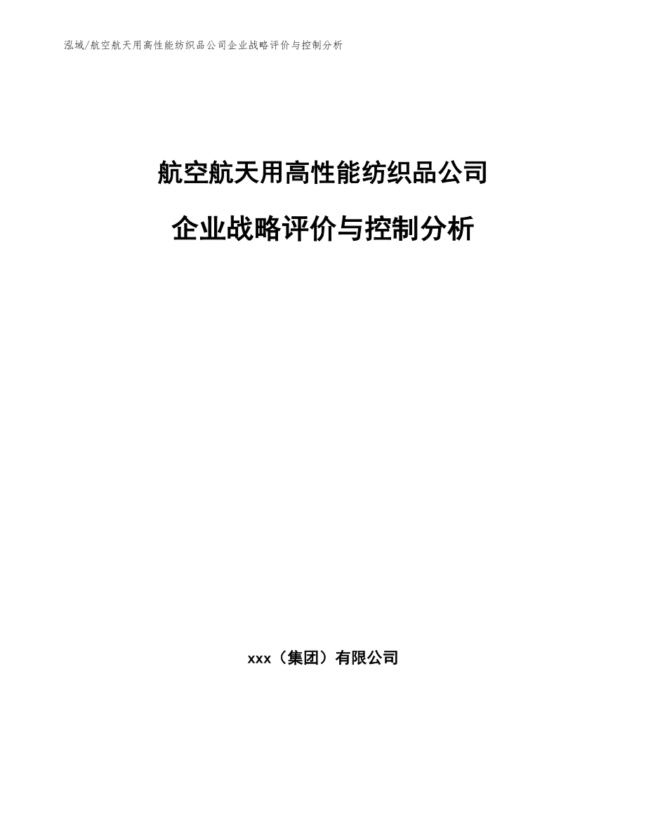 航空航天用高性能纺织品公司企业战略评价与控制分析_范文_第1页