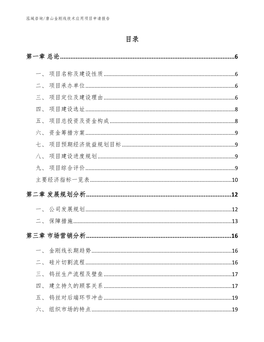 唐山金刚线技术应用项目申请报告参考范文_第1页