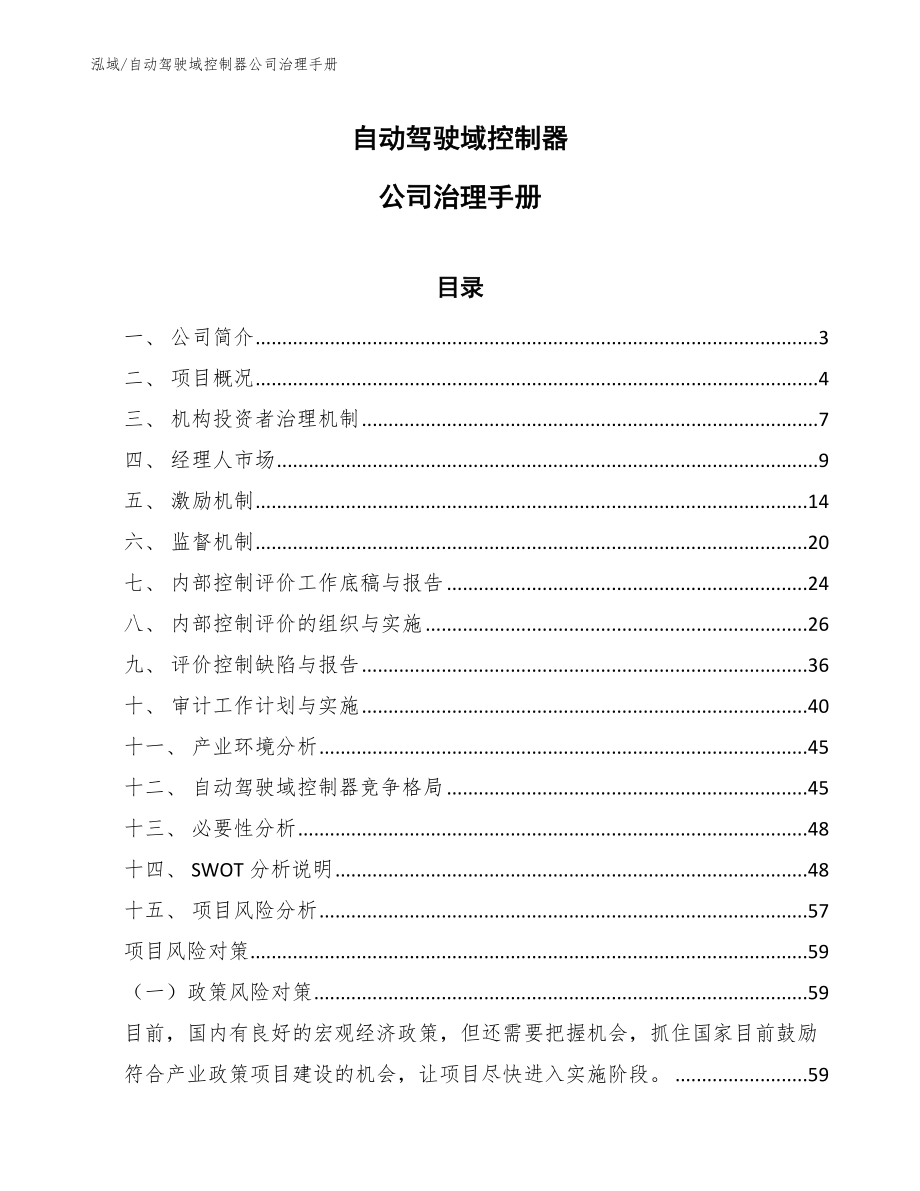 自动驾驶域控制器公司治理手册_第1页