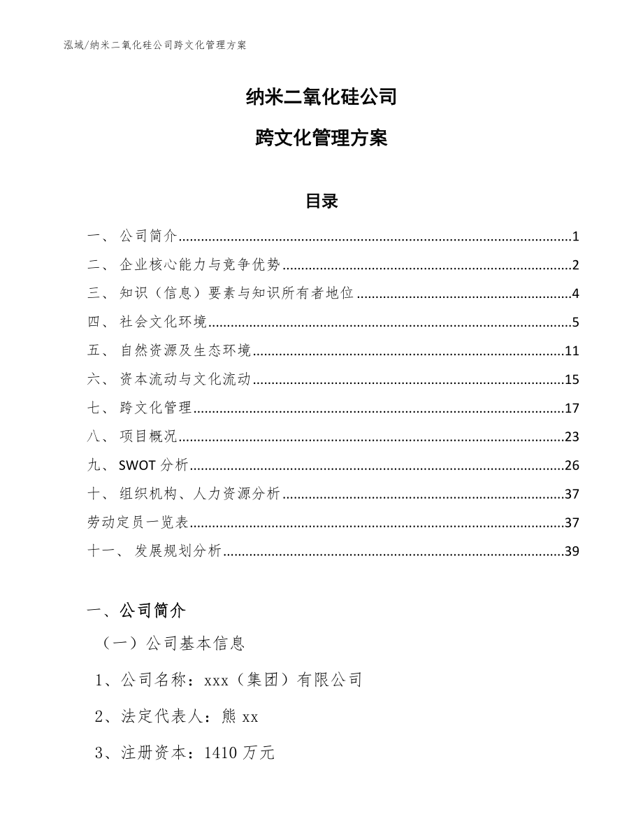 纳米二氧化硅公司跨文化管理方案_范文_第1页