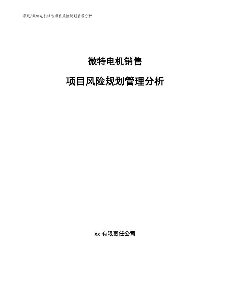 微特电机销售项目风险规划管理分析【范文】_第1页