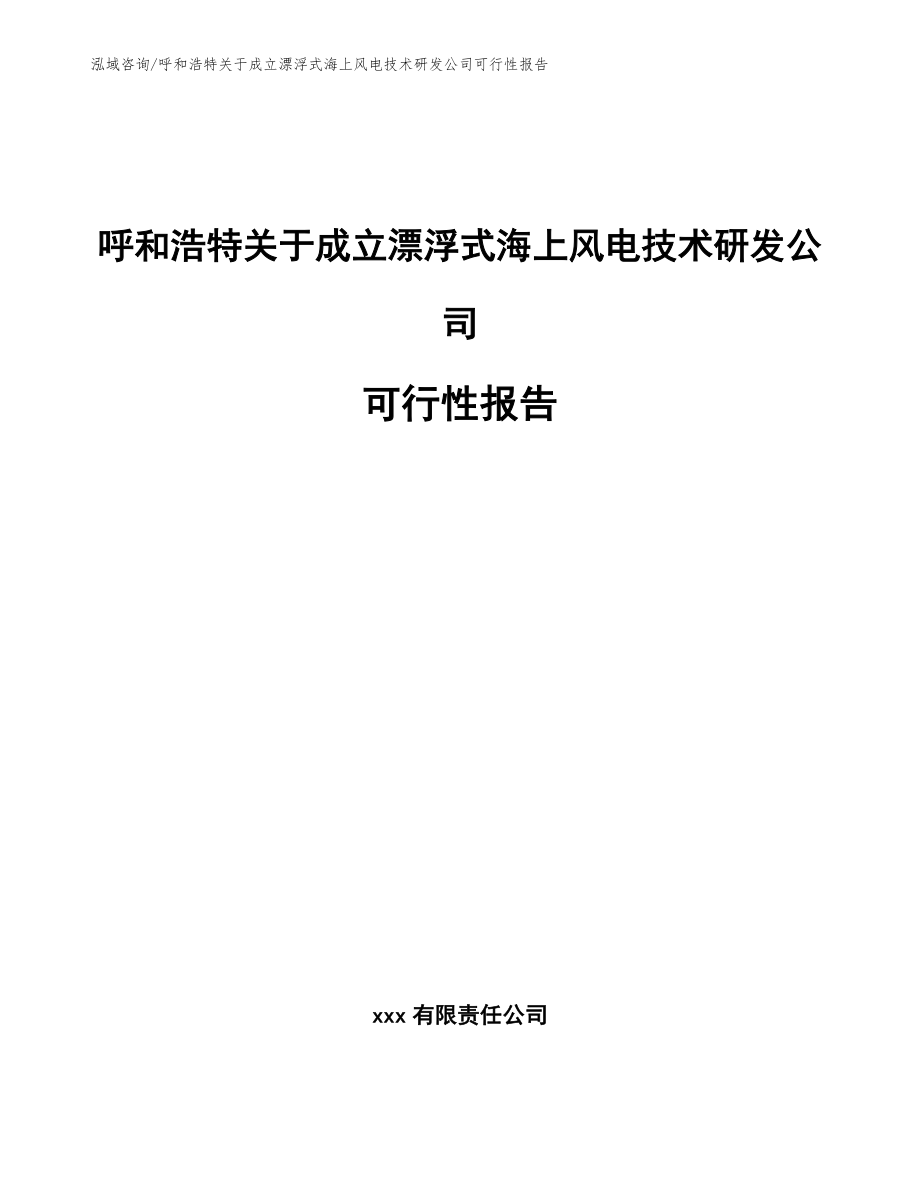 呼和浩特关于成立漂浮式海上风电技术研发公司可行性报告参考模板_第1页