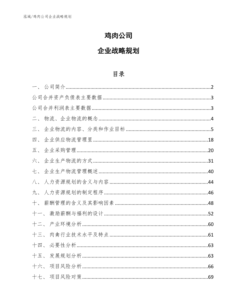 鸡肉公司企业战略规划（参考）_第1页