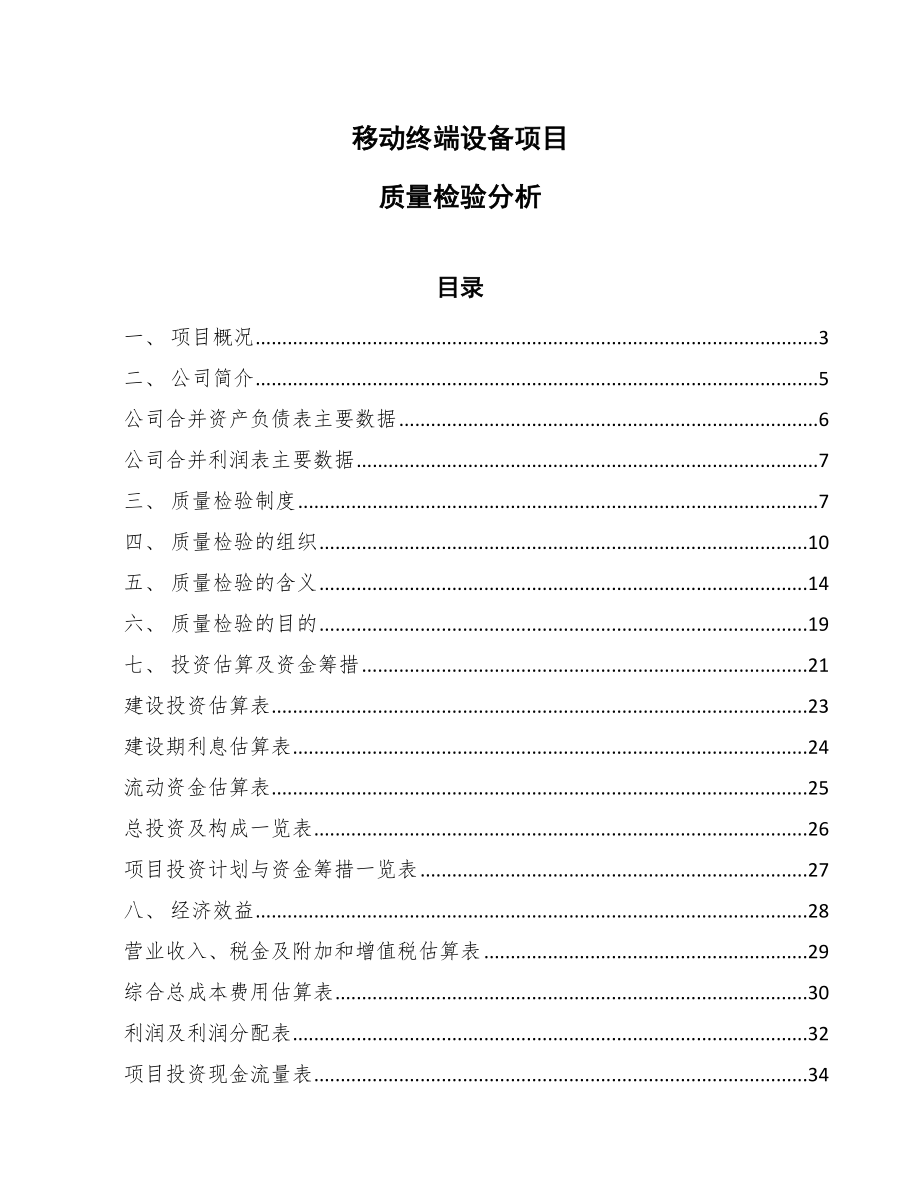 移动终端设备项目质量检验分析_第1页