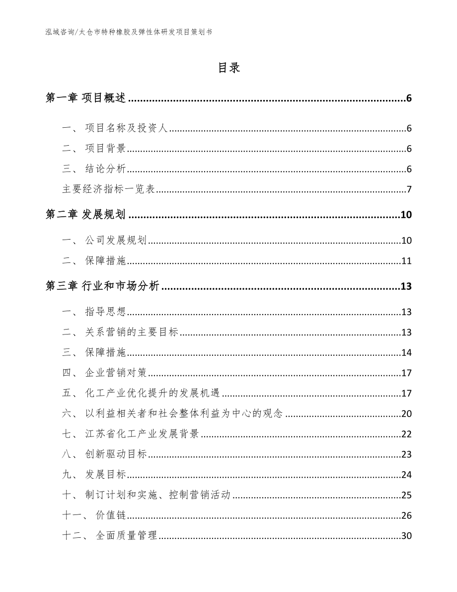 太仓市特种橡胶及弹性体研发项目策划书（范文模板）_第1页