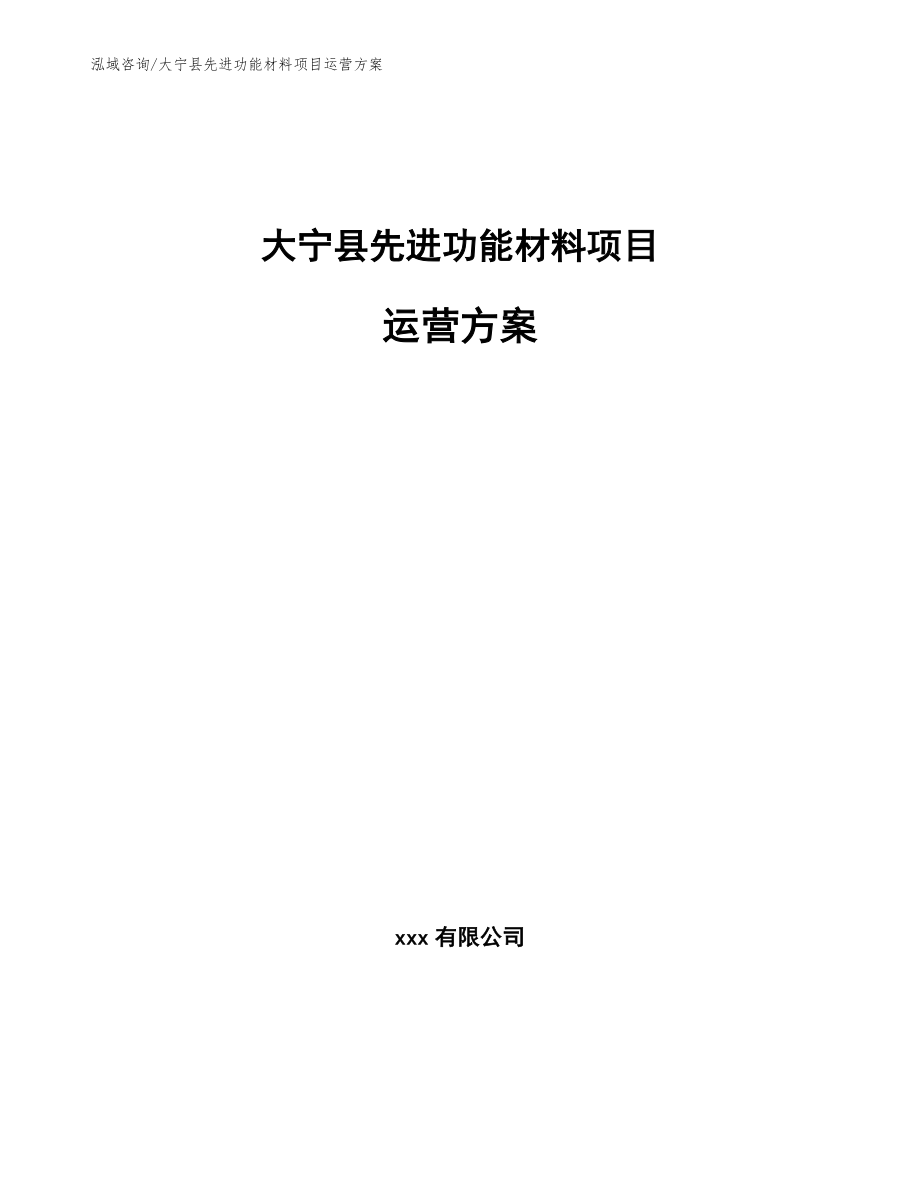 大宁县先进功能材料项目运营方案_范文_第1页