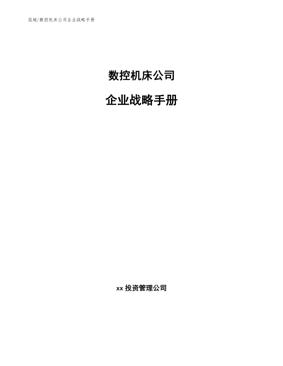 数控机床公司企业战略手册【范文】_第1页