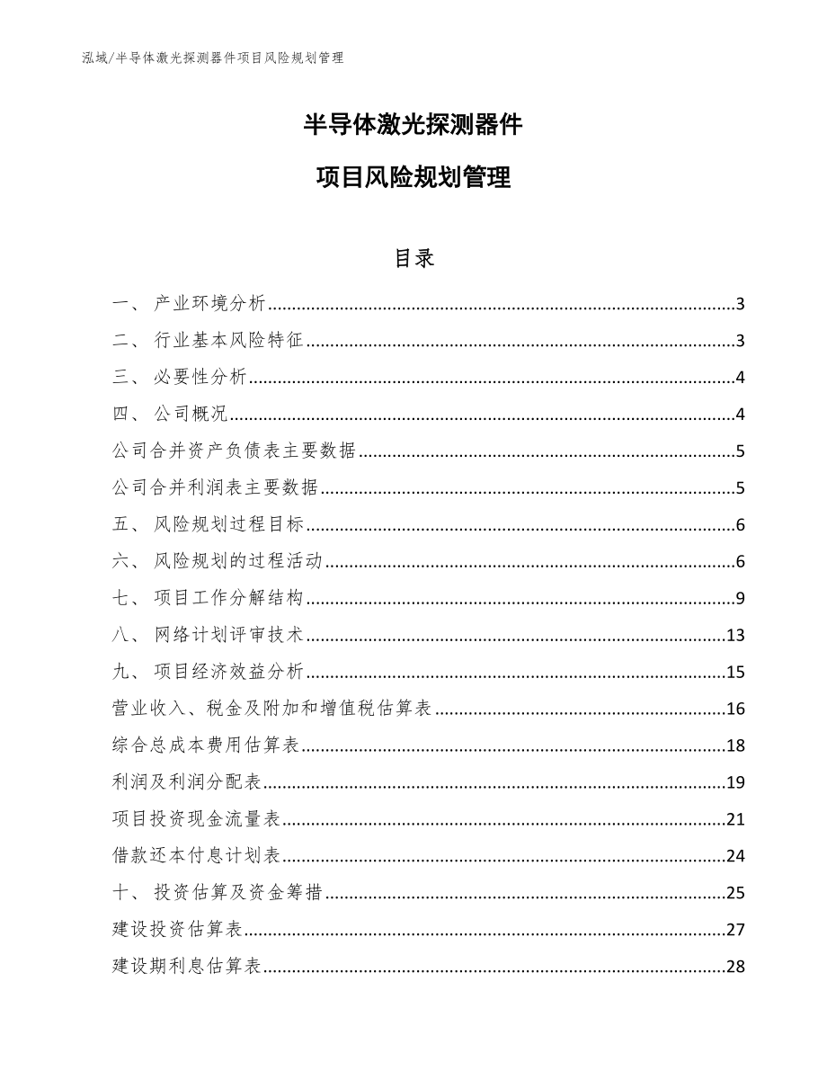 半导体激光探测器件项目风险规划管理_第1页