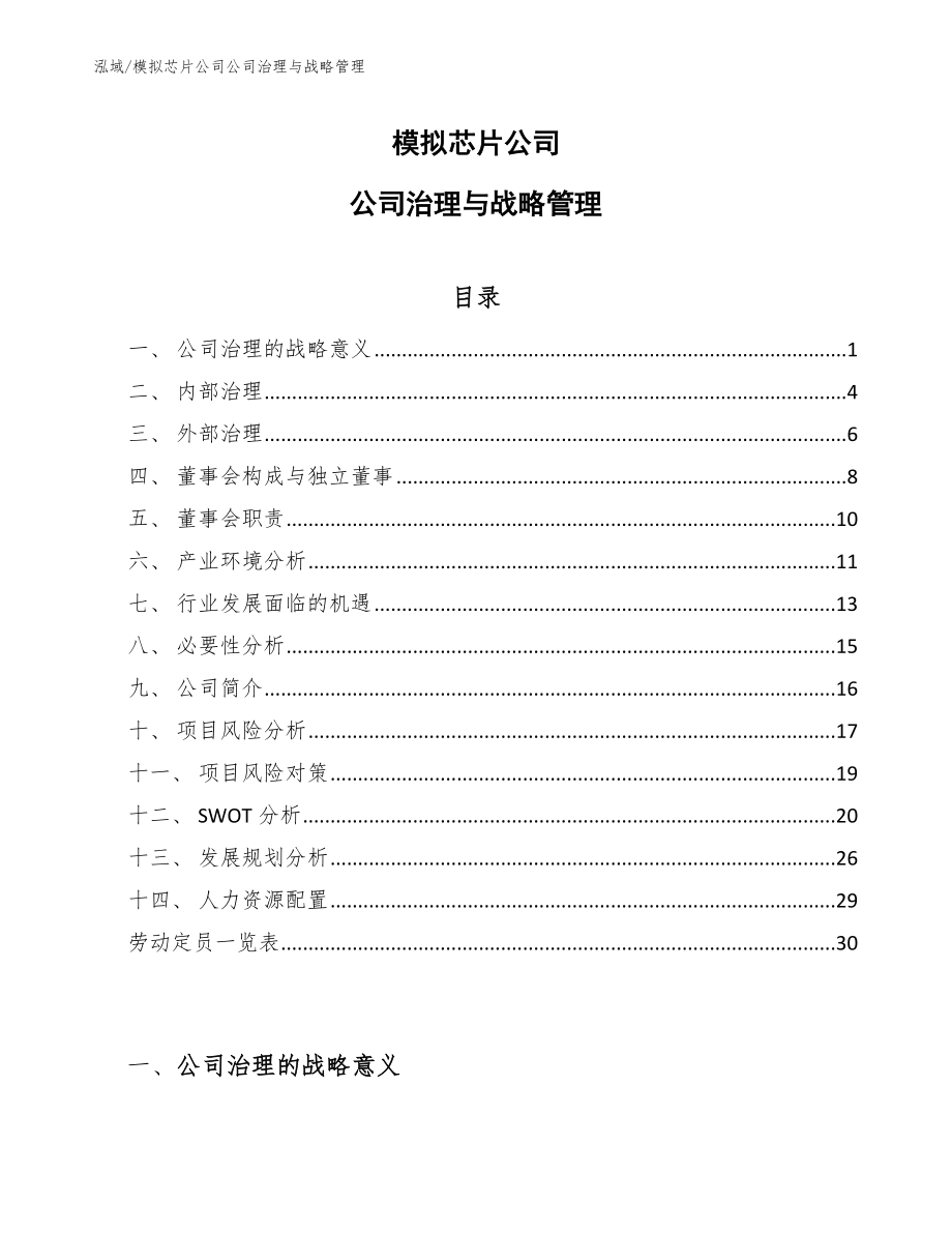 模拟芯片公司公司治理与战略管理【参考】_第1页