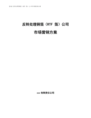 反转处理铜箔（RTF 箔）公司市场营销方案（范文）