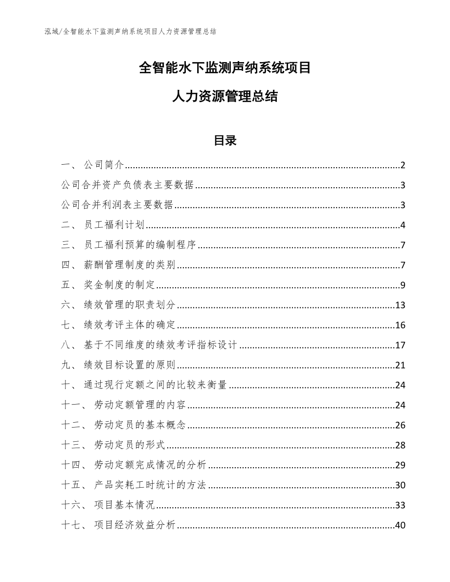 全智能水下监测声纳系统项目人力资源管理总结【范文】_第1页