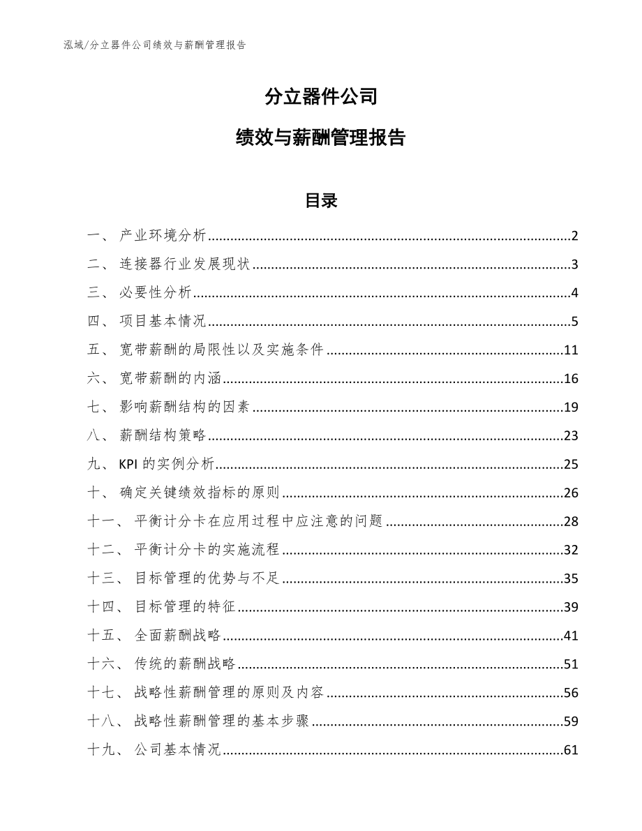 分立器件公司绩效与薪酬管理报告（范文）_第1页