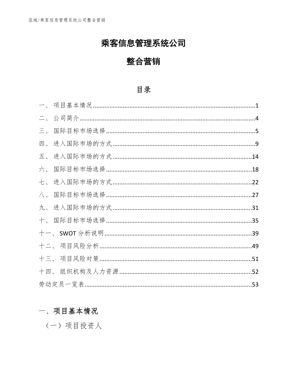 乘客信息管理系统公司整合营销【范文】_第1页