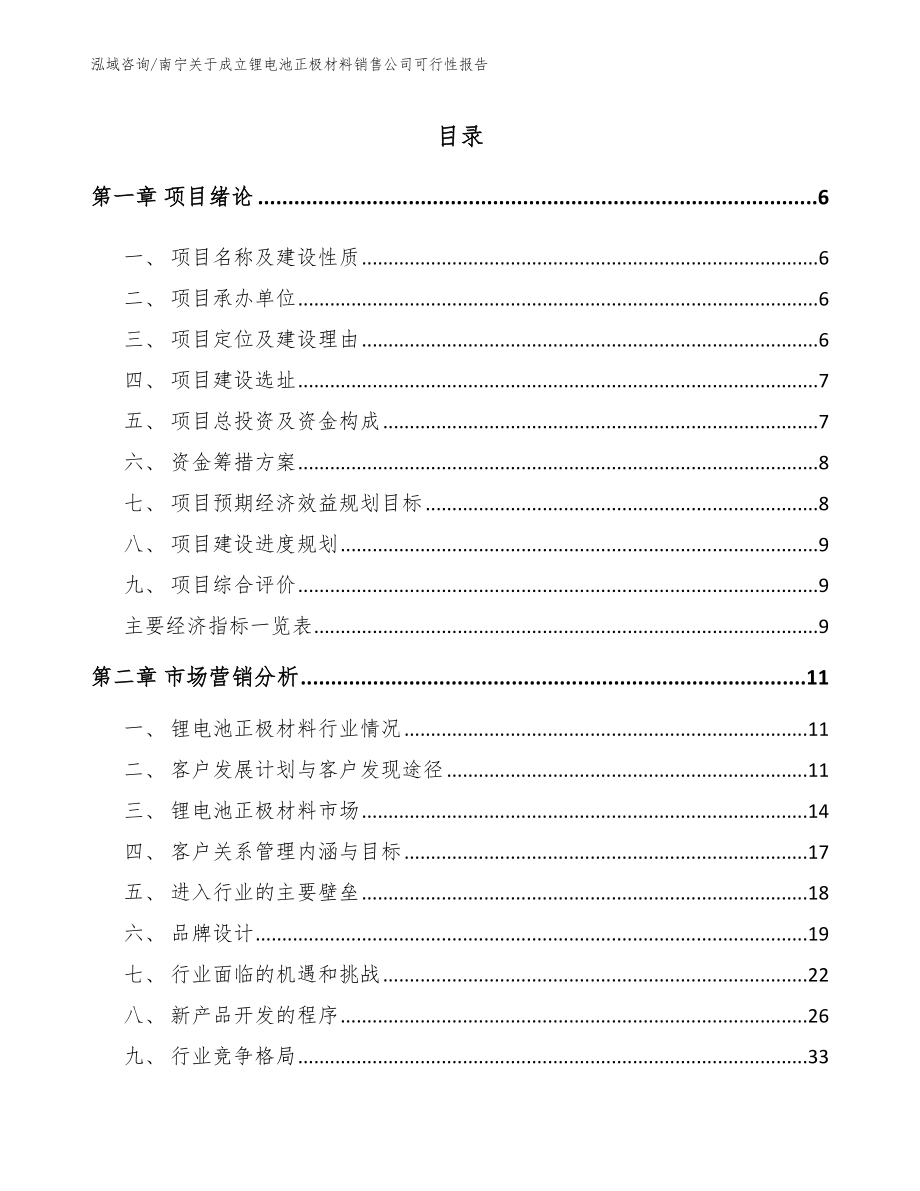 南宁关于成立锂电池正极材料销售公司可行性报告_第1页