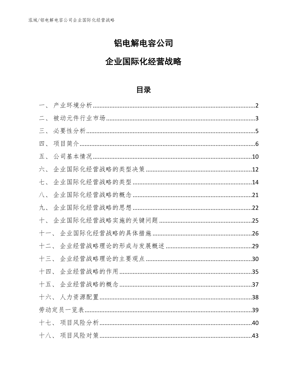 铝电解电容公司企业国际化经营战略（参考）_第1页