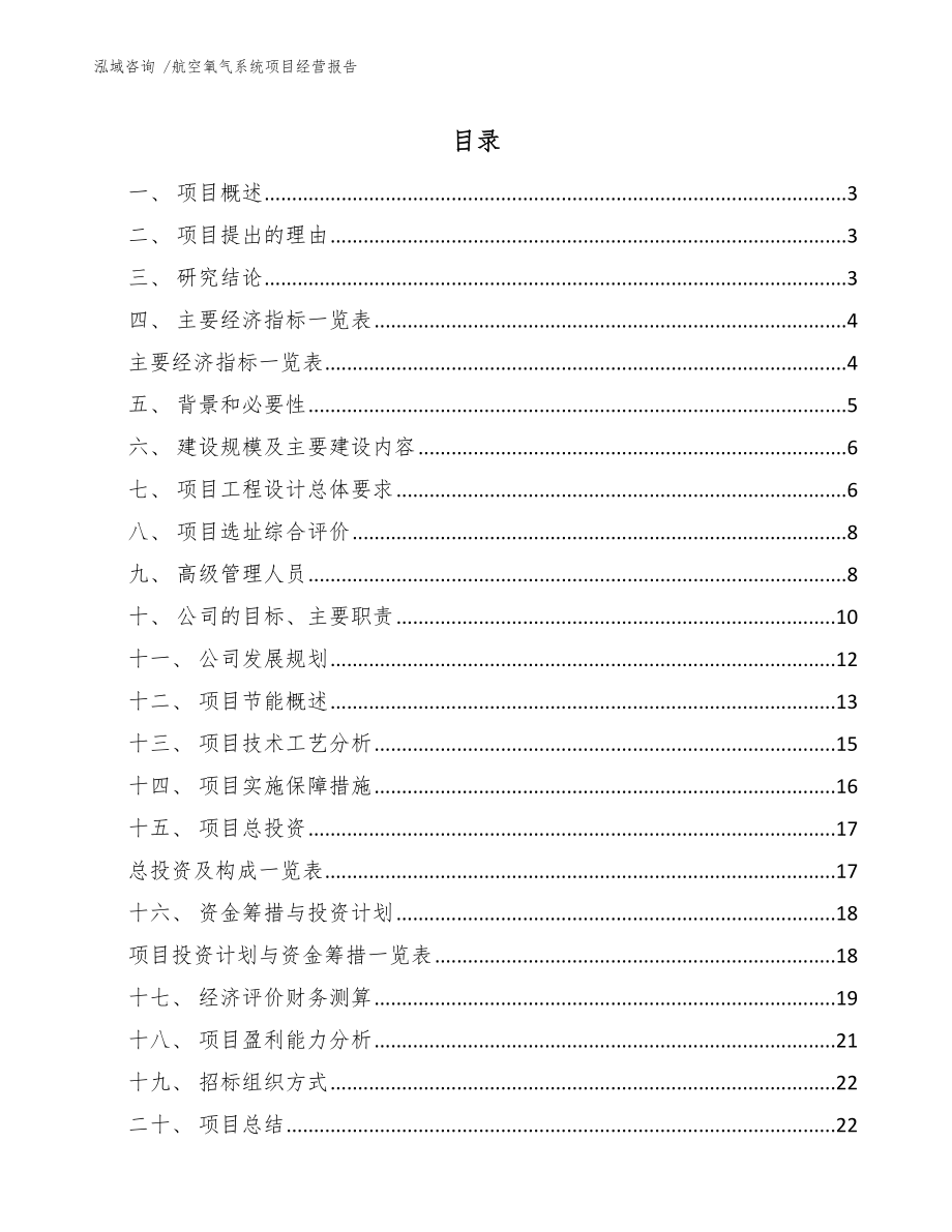 航空氧气系统项目经营报告【模板参考】_第1页