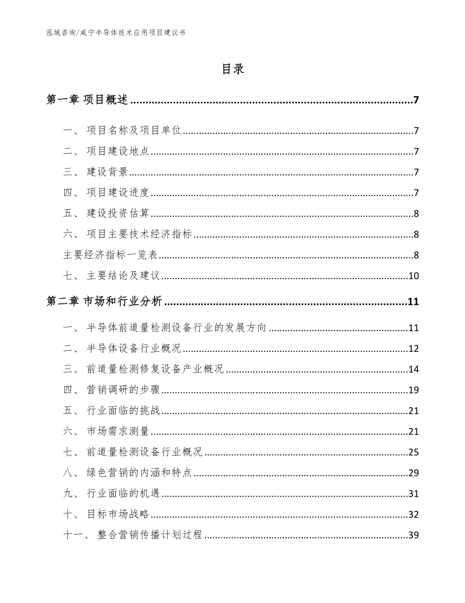 咸宁半导体技术应用项目建议书（参考模板）_第1页