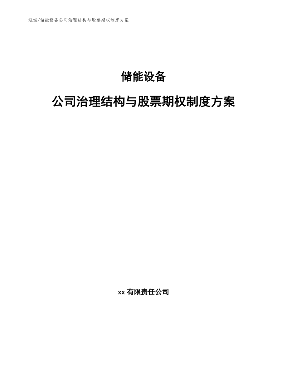 储能设备公司治理结构与股票期权制度方案（范文）_第1页