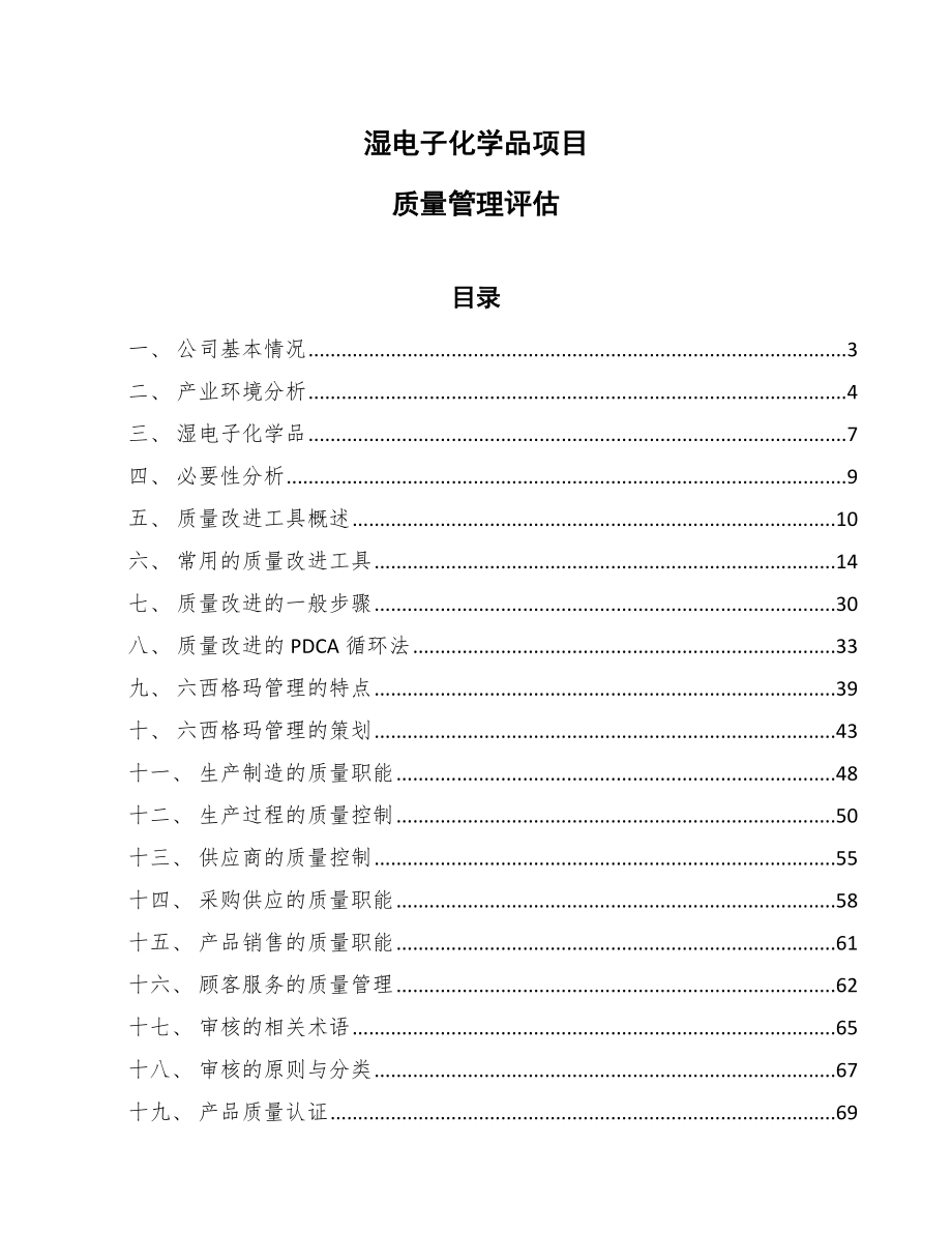 湿电子化学品项目质量管理评估_第1页