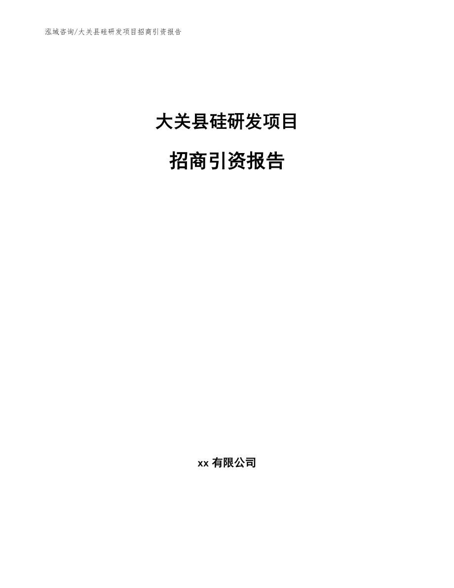大关县硅研发项目招商引资报告（范文）_第1页