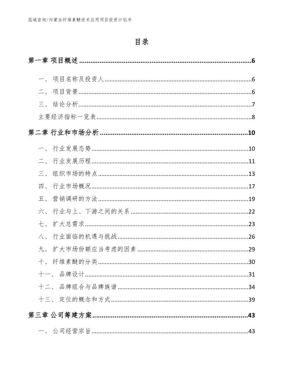 内蒙古纤维素醚技术应用项目投资计划书【范文】_第1页