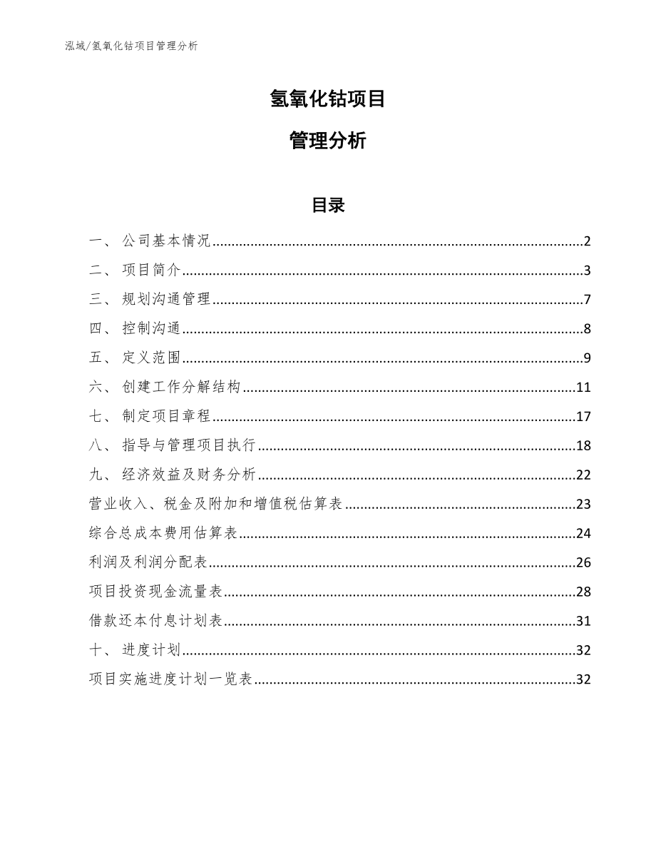 氢氧化钴项目管理分析_范文_第1页