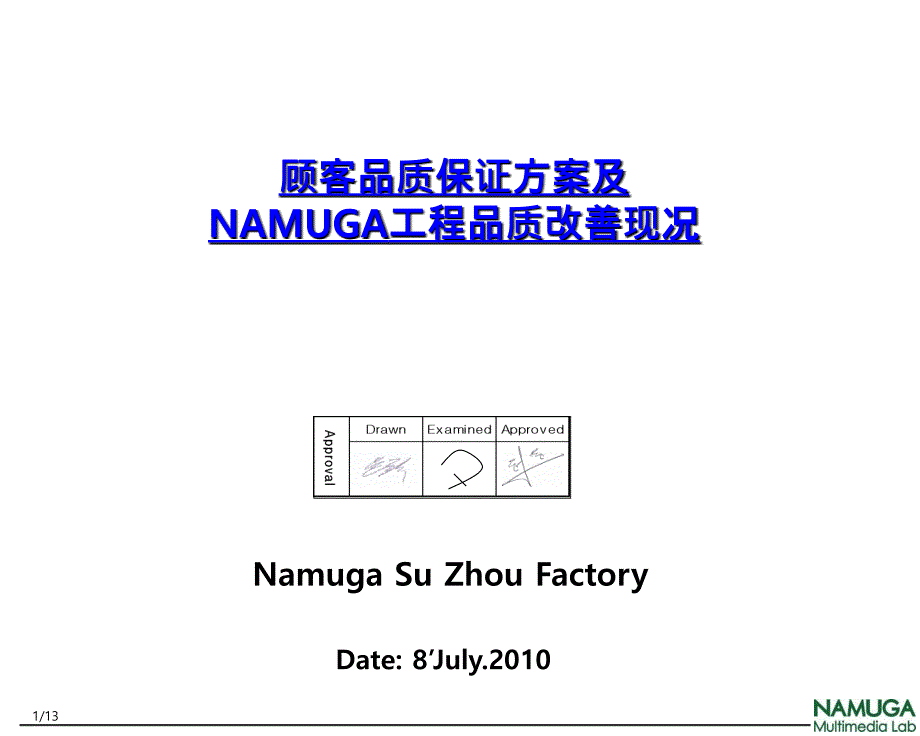 顾客品质保证方案及NAMUGA工程品质改善现况CHN_第1页