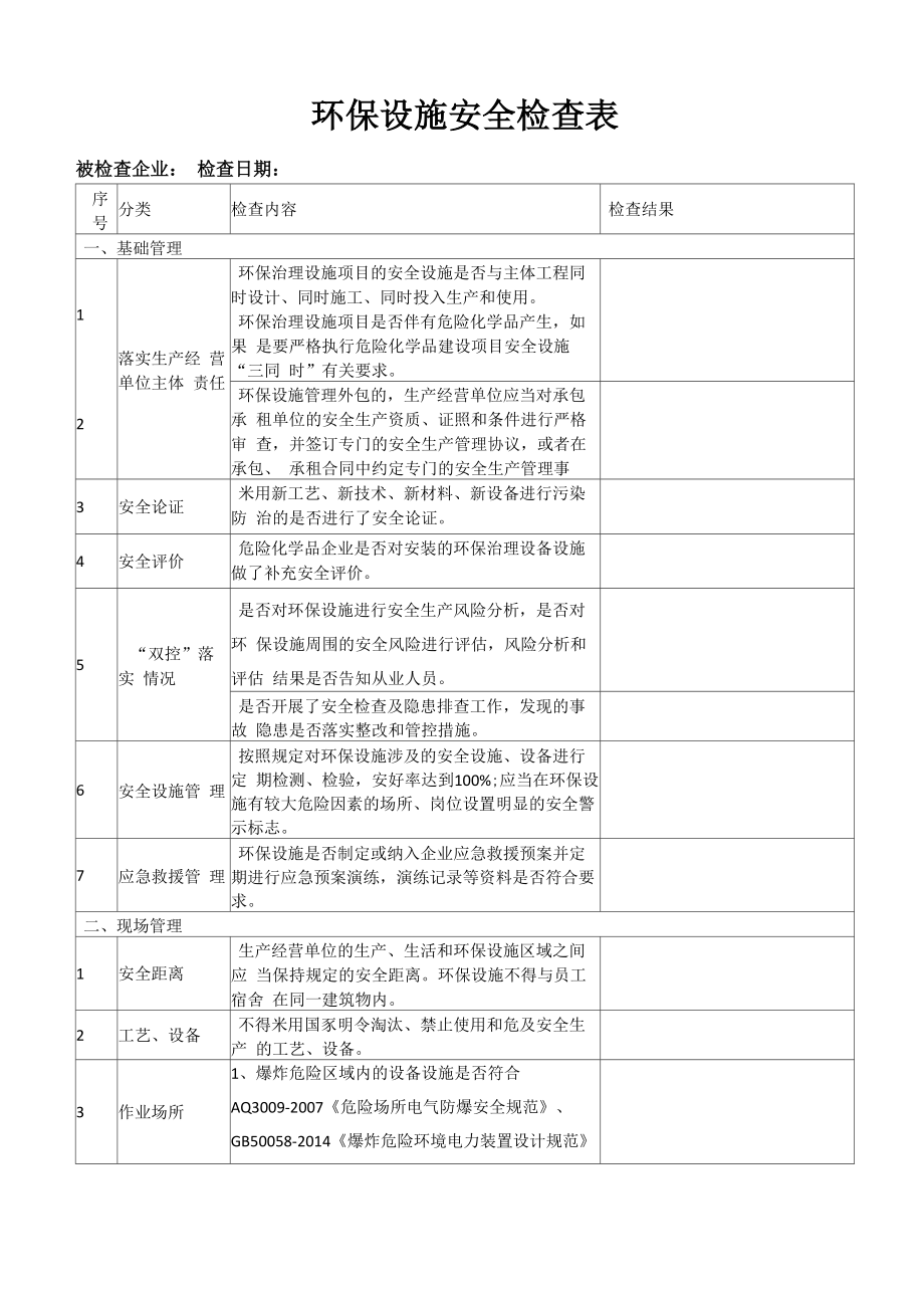 环保设施安全检查表_第1页